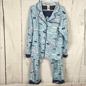 Munki Munki Flannel Dashchund Dog Pajama Set